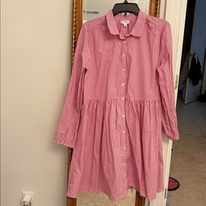 J. Crew Pink and White Striped Shirt Dress 14